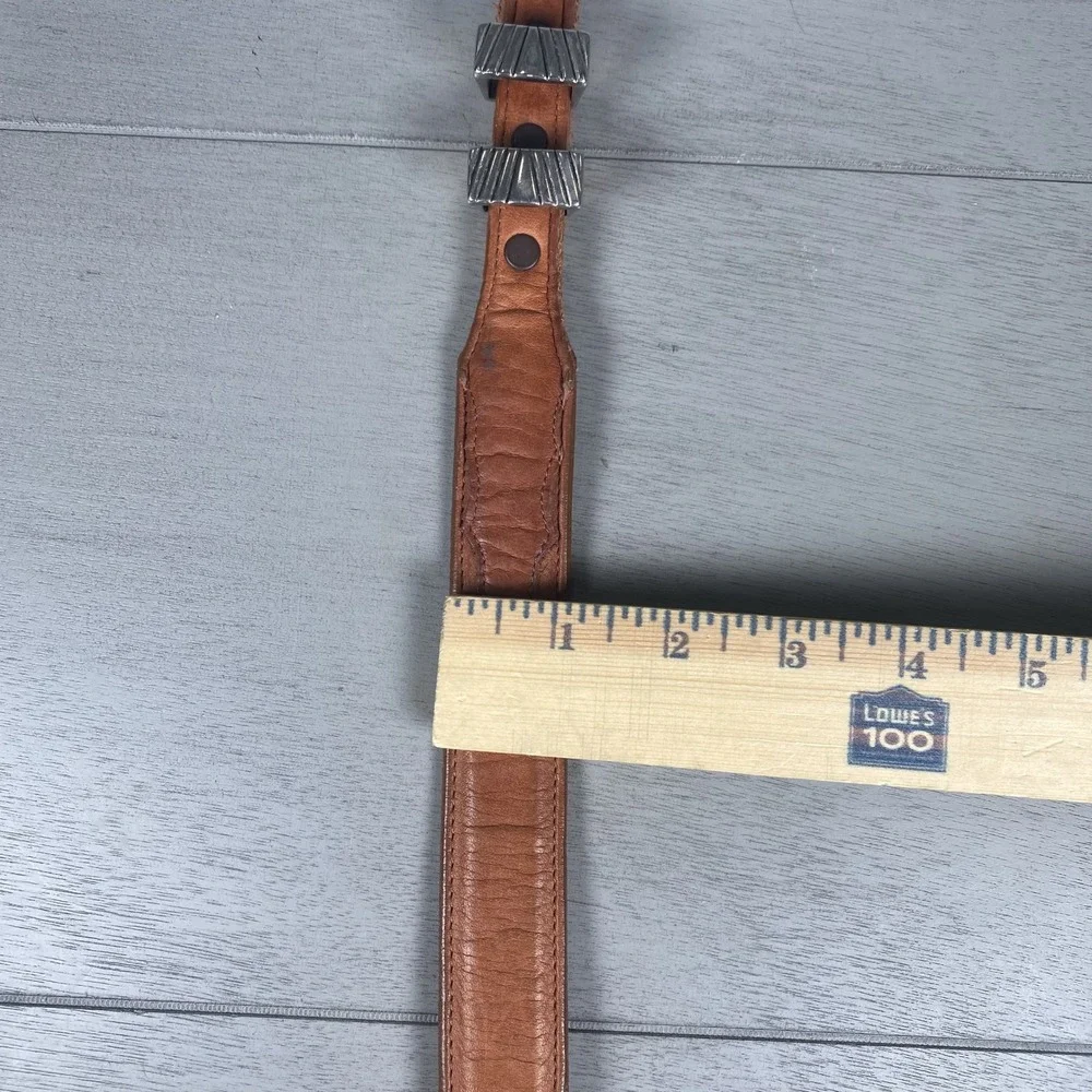 Vintage Tony Lama Western Ranger Belt Mens 36 Brown Leather Sunburst Buckle USA